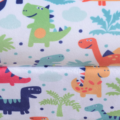 HOMCOM Children Armchair Kids Sofa Tub Chair Seat Cartoon Dinosaur Pattern Bedroom Flannel Wooden Frame Non-slip Playroom Seater 