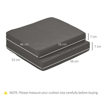 Outsunny Set of 2 Garden Seat and Back Cushion Set, Replacement Cushions for Outdoor Furniture with Seat Cushion and Back Cushion, Dark Grey 