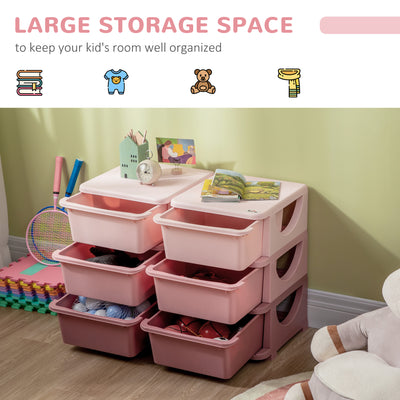 HOMCOM Kids Storage Unit, with Six Drawers - Pink 