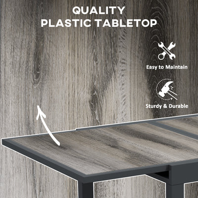 Outsunny Extending Garden Table, Outdoor Dining Table for 6, Aluminium Frame Rectangular Patio Table with Plastic Board Tabletop,80/160L x 80W x 75H cm, Grey 