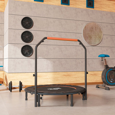 HOMCOM 48" Foldable Mini Fitness Trampoline, with Adjustable Foam Handle, Orange 