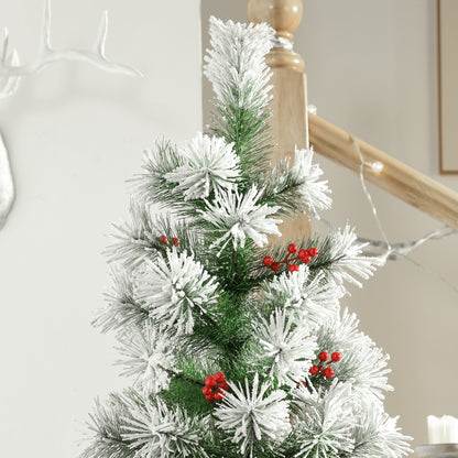 HOMCOM Indoor Christmas Tree Artificial Berry Xmas Decoration with Metal Stand and 184 Tips (5FT(150CM)) 