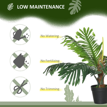 Outsunny 2 Pack 60cm Artificial Palm Tree Decorative Plant with Nursery Pot, Fake Tropical Tree for Indoor Outdoor D\'c3\'a9cor