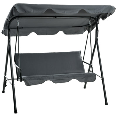 Outsunny Three-Seater Garden Swing Chair, with Adjustable Canopy - Grey 