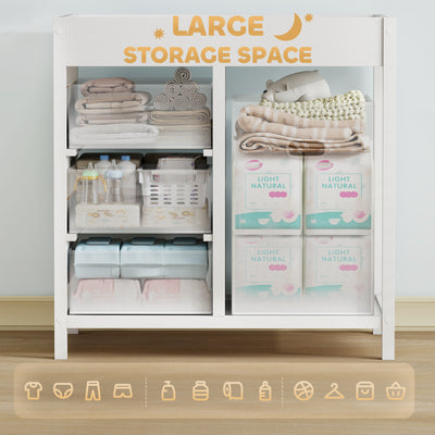 AIYAPLAY Baby Changing Unit with 4 Storage Drawers, Mat for Bedroom Nursery, 84 x 84.5 cm, White 