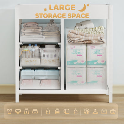 AIYAPLAY Baby Changing Unit with 4 Storage Drawers, Mat for Bedroom Nursery, 84 x 84.5 cm, White