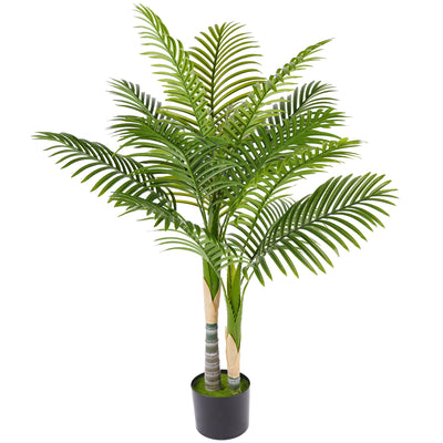 HOMCOM Artificial Palm Tree with 14 PEVA Leaves, 120cm Decorative Artificial Plant with Pot and Moss Effect, Green