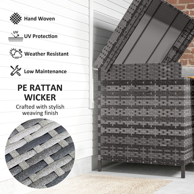 Outsunny 627 L Rattan Storage Box - Dark Grey 