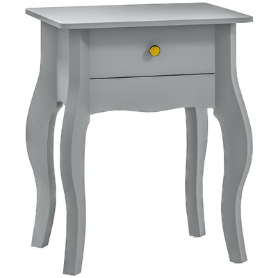 HOMCOM French Style Side Table with Drawer - Grey 