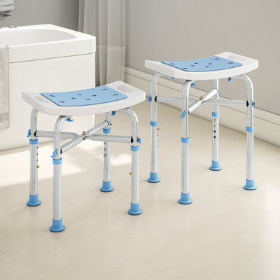 HOMCOM 44-51.5cm Aluminium Frame Shower/Bath Stool - Light Blue 
