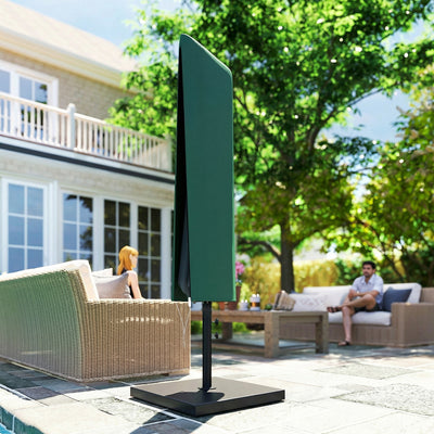 Outsunny Garden Parasol Cover, Outdoor Patio Umbrella Protector Weatherproof Garden Patio for 2-4.6m Parasol, Dark Green 