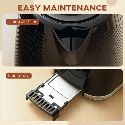 HOMCOM Modern Kettle and Toaster Set - Black 