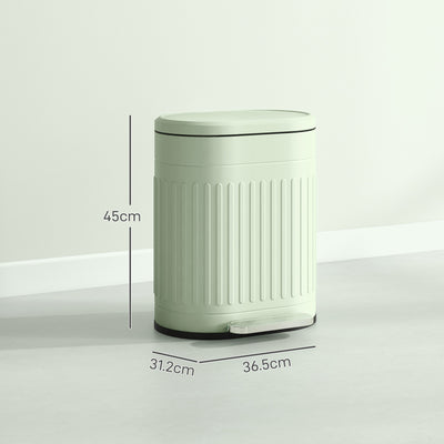 HOMCOM 20L Metal Kitchen Bin, with Soft-Close Lid - Light Green 