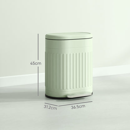 HOMCOM 20L Metal Kitchen Bin, with Soft-Close Lid - Light Green 