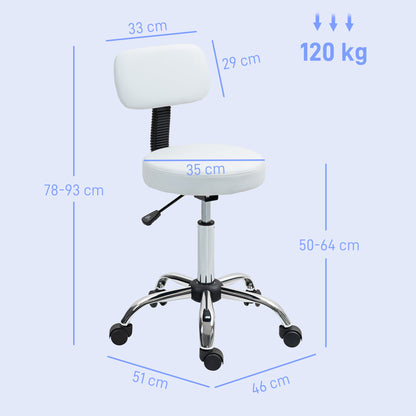 HOMCOM 360\'c2\'b0 Swivel Seat Salon Stool - White