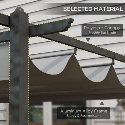 Outsunny 4 x 3(m) Aluminium Pergola with Retractable Roof, Garden Gazebo Canopy Shelter for Outdoor, Patio, Grey 