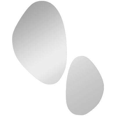 HOMCOM Set of 2 Pebble-Shaped Wall Mirror - Black 