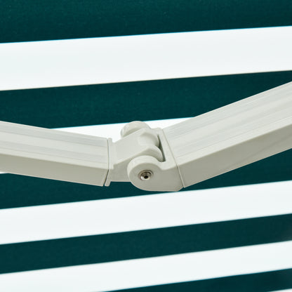 Outsunny Manual Retractable Awning, size (3.5m x2.5m)-Dark Green/White Stripes 