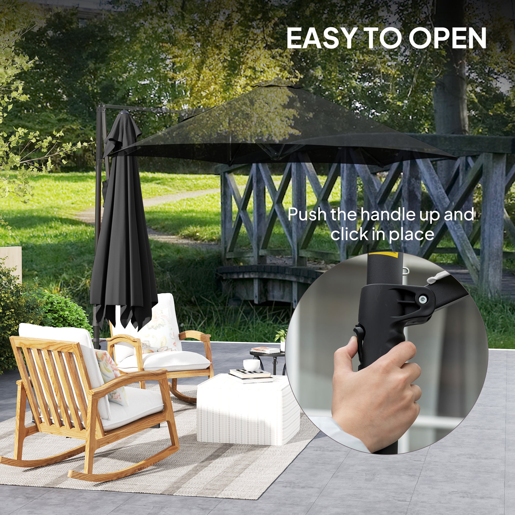 Outsunny 2.5m Rotating Cantilever Parasol - Black 