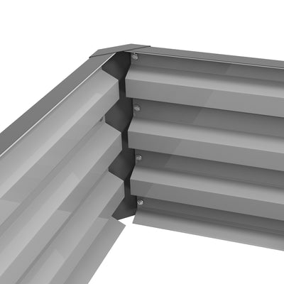 Outsunny Raised Beds for Garden, Galvanised Outdoor Planters for Herbs and Vegetables, for Patio, Garden, Balcony, Light Grey 