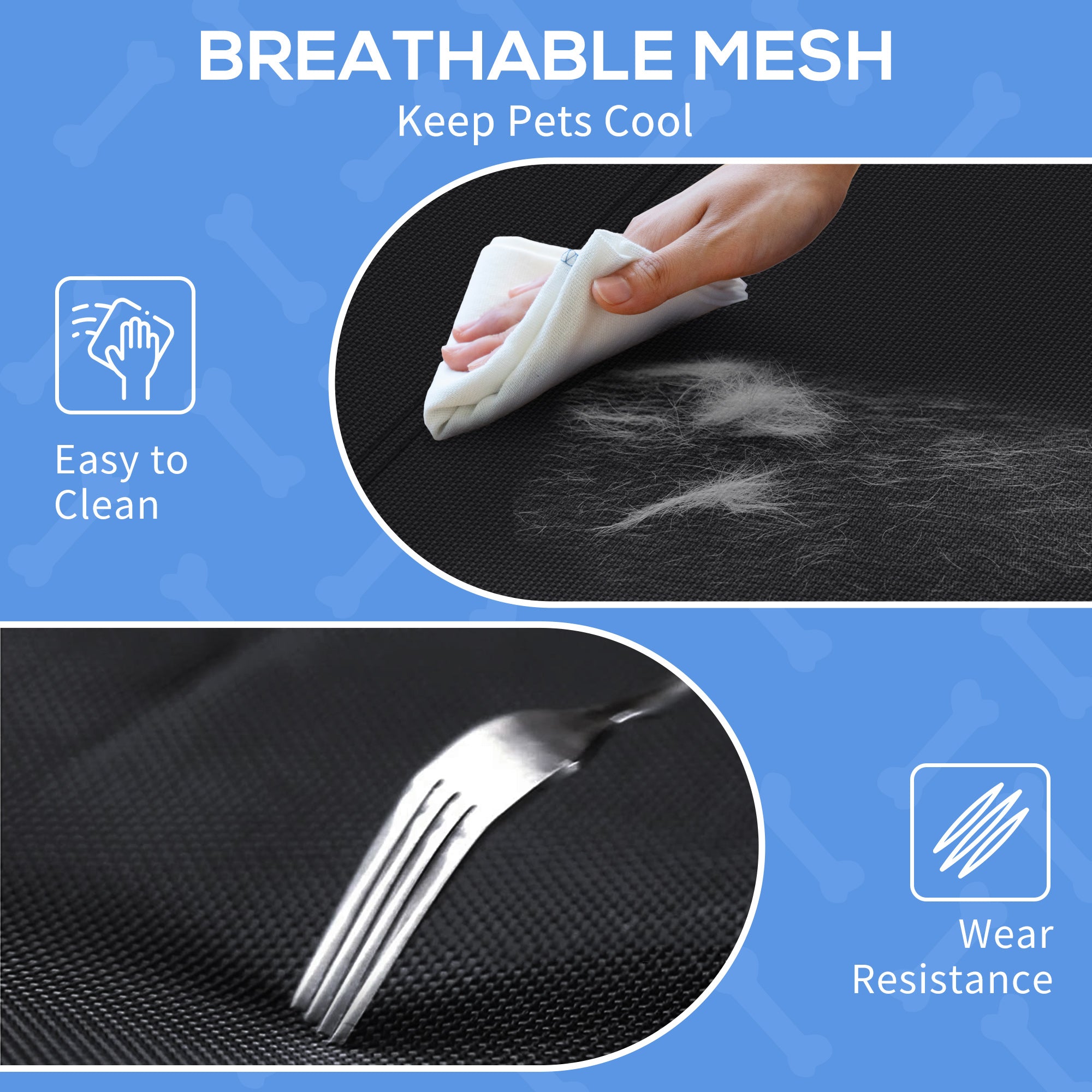 PawHut Raised Pet Bed with Slope Headrest, Washable Breathable Mesh, Foot Pads, for Small Dogs, 80 x 59 x 26cm 