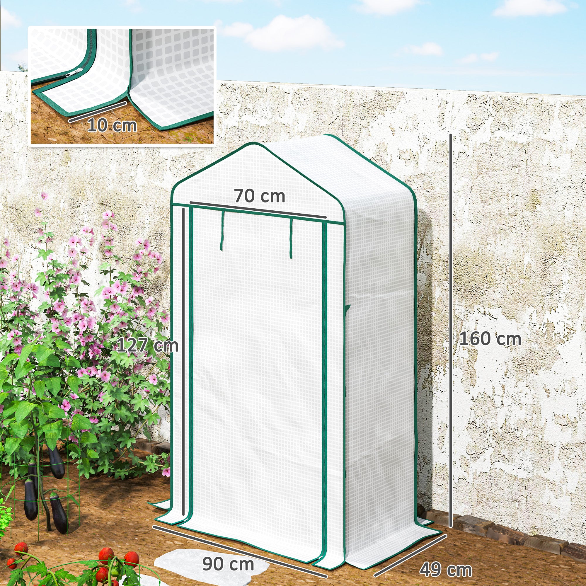 Outsunny Four-Tier Mini Greenhouse, with Reinforced Plastic Cover 