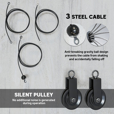 SPORTNOW Weight Pulley System, Cable Pulley System for Home Gym, Cable Machine LAT Pull Down Attachment for Biceps Curl, Tricep, Arm Workouts 