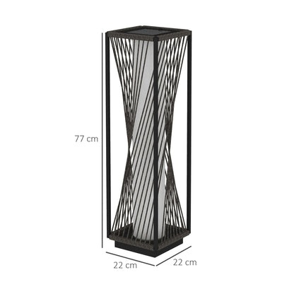 Outsunny Garden Rattan Lamp, 77 cm Tall Solar Rattan Floor Lamp, Solar Garden Light with Auto On/Off LED Lights, IP44 Waterproof for Outdoor, Porch, Pathway, Deck, Grey 