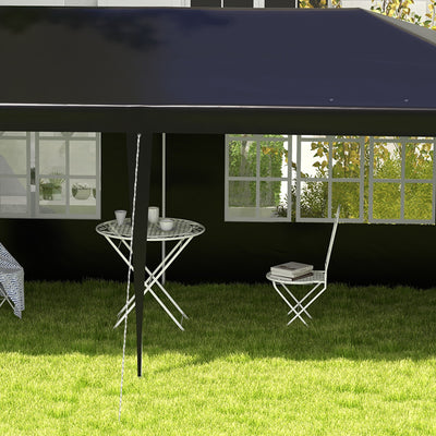 Outsunny 6 x 3 m Party Tent Gazebo Marquee Outdoor Patio Canopy Shelter with Windows and Side Panels Black 