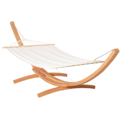 Outsunny Outdoor Garden Hammock with Wooden Stand Swing Hanging Bed for Patio White 