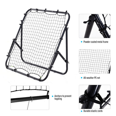HOMCOM Adjustable Rebounder Net Kickback Target Goal for Teens Adults Training, Black 