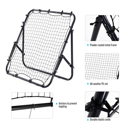 HOMCOM Adjustable Rebounder Net Kickback Target Goal for Teens Adults Training, Black 