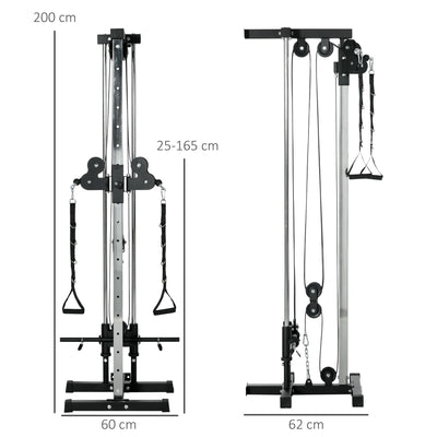 SPORTNOW Wall Mount Cable Machine, 15 Positions Adjustable Cable Crossover Machine Dual Pulley System for Home Gym 