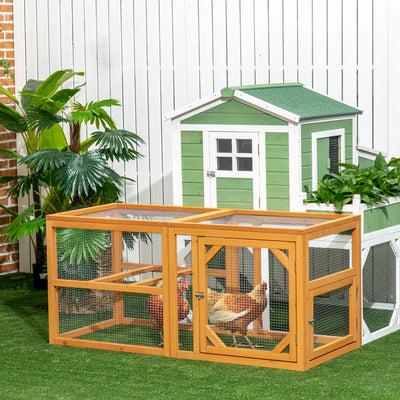 PawHut Wooden Chicken Coop with Perches, Doors, Combinable Design, for 2-4 Chickens - Natural Wood Colour 