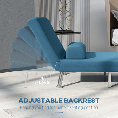 HOMCOM Single Velvet-Feel Sleeper Chair - Blue 