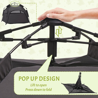 PawHut Foldable Dog Cat Tent with Water-Resistant Oxford, Carry Bag for Extra Large Dog, Charcoal Grey 