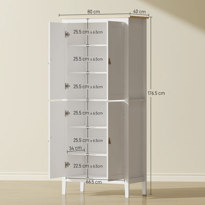 HOMCOM 176.5 cm Tall Pantry Cupboard with Motion Sensor LED Light - White 