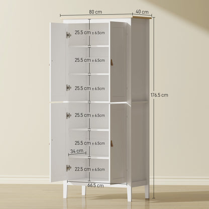 HOMCOM 176.5 cm Tall Pantry Cupboard with Motion Sensor LED Light - White