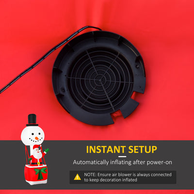 HOMCOM 8ft Christmas Inflatable Decoration with Santa Claus on Snowman Hot Air Balloon, Blow Up Xmas Decor for Outdoor Indoor with LED Lights 