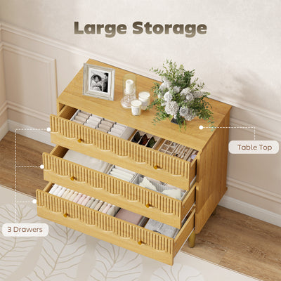 HOMCOM Dresser for Bedroom 3 Drawer Chest of Drawers with Steel Frame for Living Room in Oak 