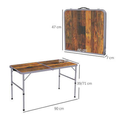 Outsunny 3ft Folding Camping Table Height Adjustable Aluminium Outdoor Garden Party Picnic BBQ Trestle Table Field Kitchen 