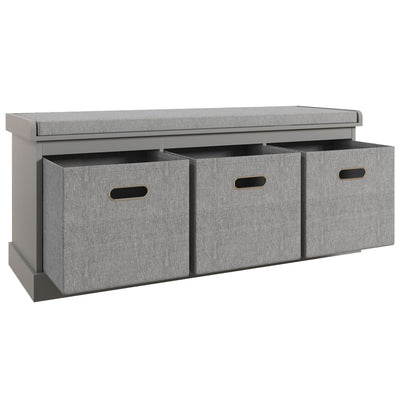 HOMCOM Three-Drawer Shoe Storage Bench, with Padded Top Seat - Grey 