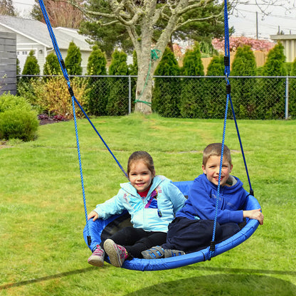 HOMCOM Kid Nest Swing Seat Saucer Tree Swing 40 Inch/100cm for Outdoor Indoor Blue 