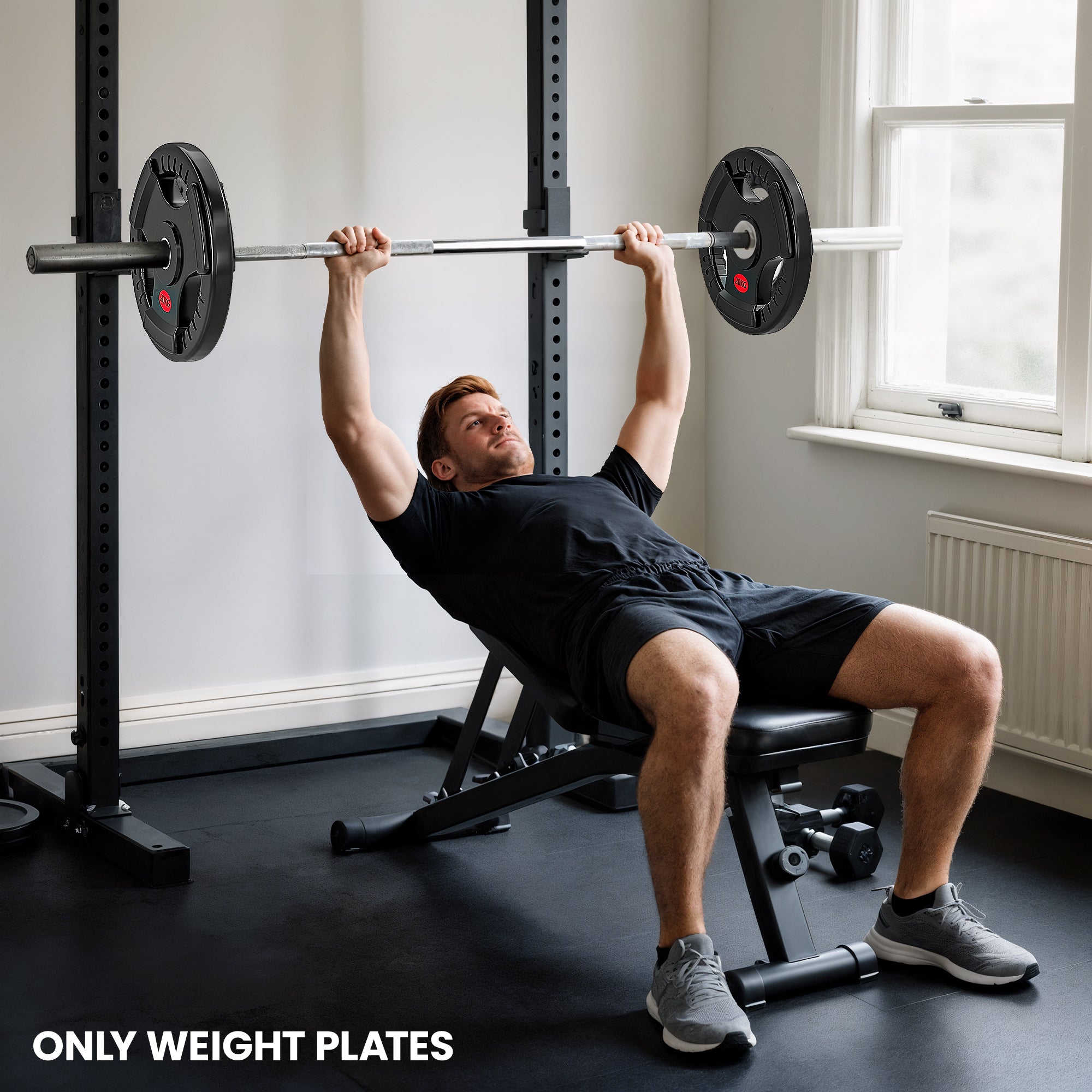 SPORTNOW Olympic Weight Plate, 2"/5cm Weight Disc with Tri-Grips, 20kg Dumbbell Plate for Weightlifting and Strength Training Home Gym Fitness Workout, Black 