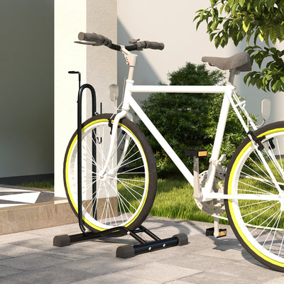 SPORTNOW Vertical & Horizontal Bike Rack Bicycle Storage Stand with Adjustable Hooks, Fits 6"-28" and 700c Bikes 