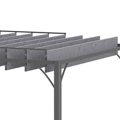Outsunny 3 x 3(m) Outdoor Pergola with Retractable Roof, Aluminium Louvered Patio Gazebo Canopy for Lawn Garden Patio, Grey 