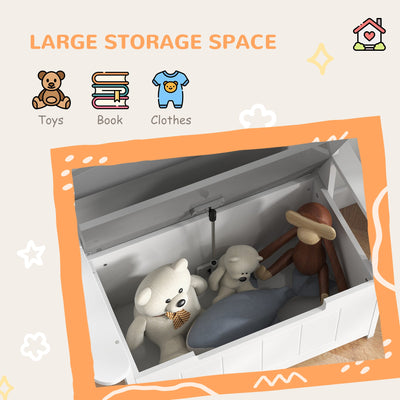 AIYAPLAY 2-in-1 Toy Box for Kids with Lid for Bedroom, Nursery, Playroom, Grey 