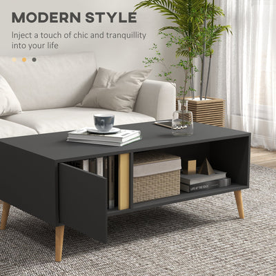 HOMCOM Coffee Table for Living Room, Modern Centre Table with Storage Compartments and Cabinets, Rectangular Side Table, 115x 58x 45cm, Grey 