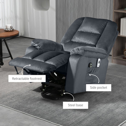 HOMCOM Leathaire Eight Massage Point Armchair, with Heat and Reclining Back - Grey 