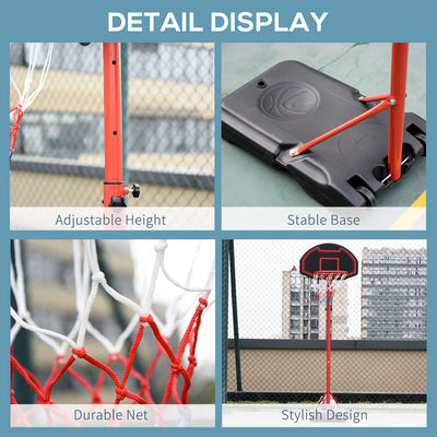HOMCOM Outdoor Free Standing Basketball Stand Kids Fun Ball Games Net Hoop Garden Sports Backboard Portable Height Adjustable (1.55m-2.1m) w/ Wheels, Black 